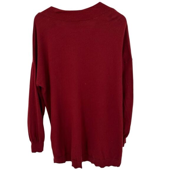 Chicos brick red vneck long tunic length sweater size xlarge - Picture 3 of 6